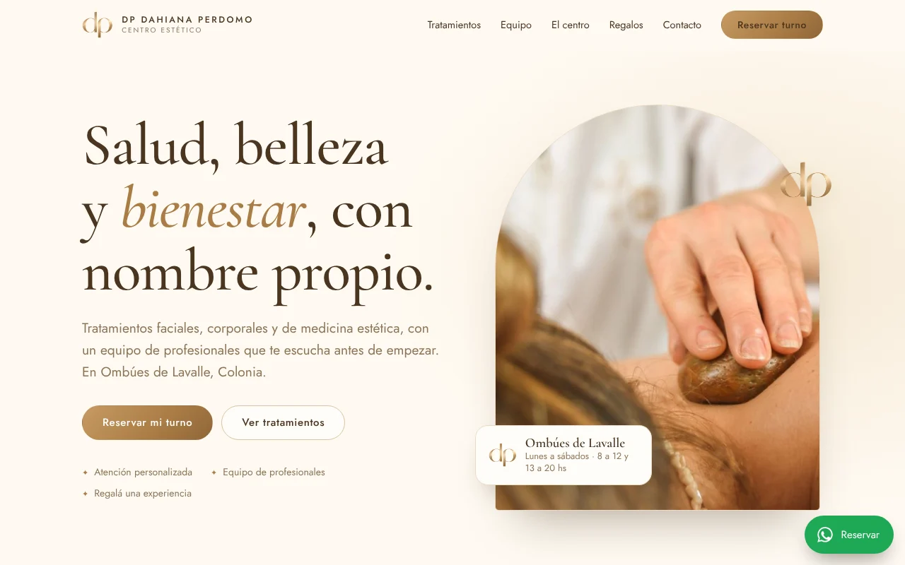 Portada. Propuesta clara y botón para reservar desde el primer vistazo.