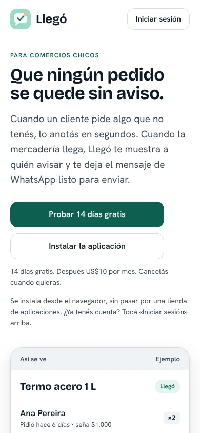 Pantalla de inicio en el celular