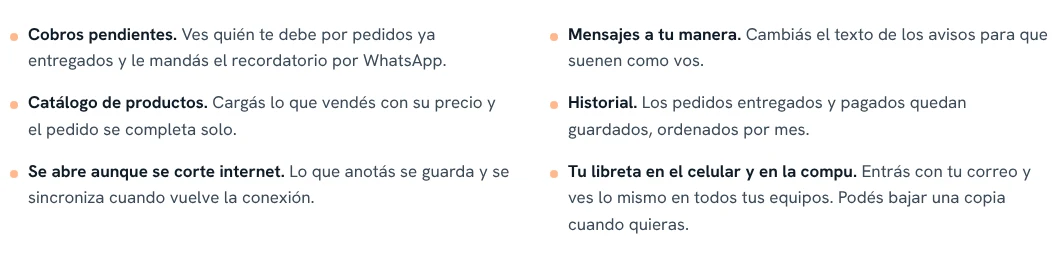 Te ordena la plata. Totales, señas y saldos por pedido.